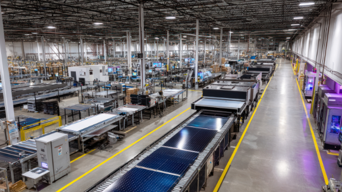 Hell erleuchtete Industriehalle